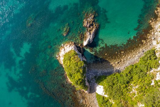 An aerial view of Hahei Beach New Zealand