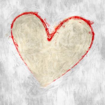 An image of a roughly painted red heart on white
