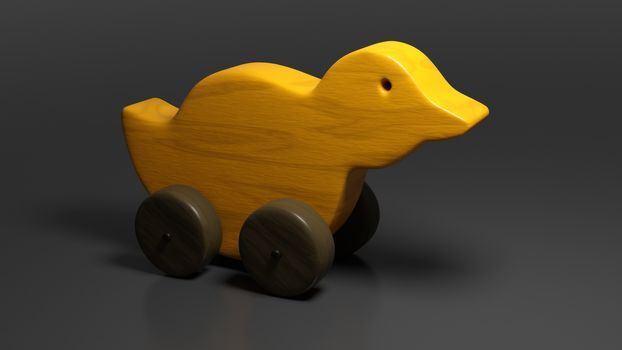 A typical wooden toy duck 3D illustration