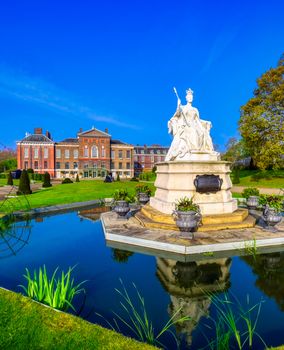 London, United Kingdom - April 17, 2019 : Kensington Palace gardens on a spring morning located in Central London, UK. 