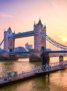 Tower Bridge across the River Thames in London, UK.