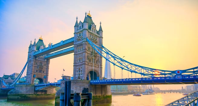 Tower Bridge across the River Thames in London, UK.