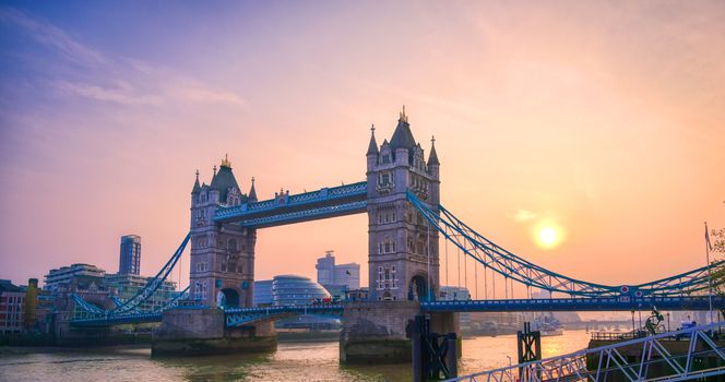 Tower Bridge across the River Thames in London, UK.