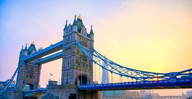 Tower Bridge across the River Thames in London, UK.