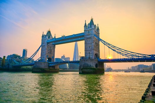 Tower Bridge across the River Thames in London, UK.