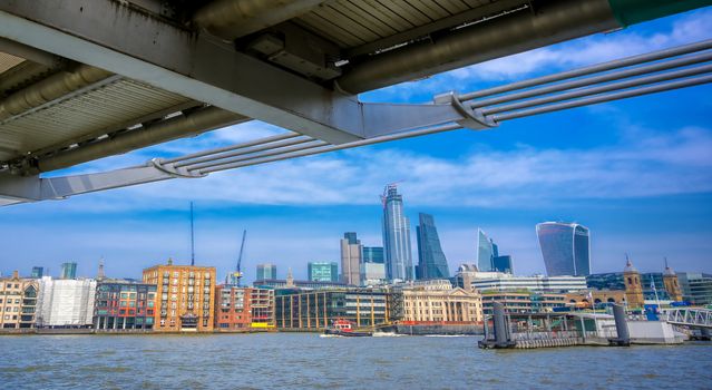 A view of the London skyline across the River Thames in London, UK.