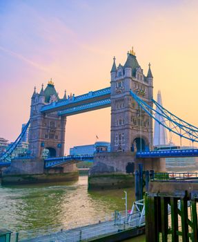 Tower Bridge across the River Thames in London, UK.