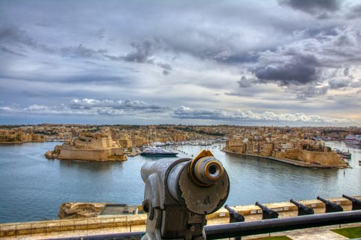 Three Cities, Vittoriosa, Senglea and Cospicua. Waterfront as seen from Valletta, Malta