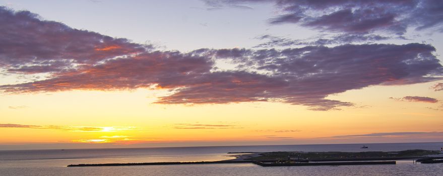 Heligoland - look on the island dune - sunrise over the sea