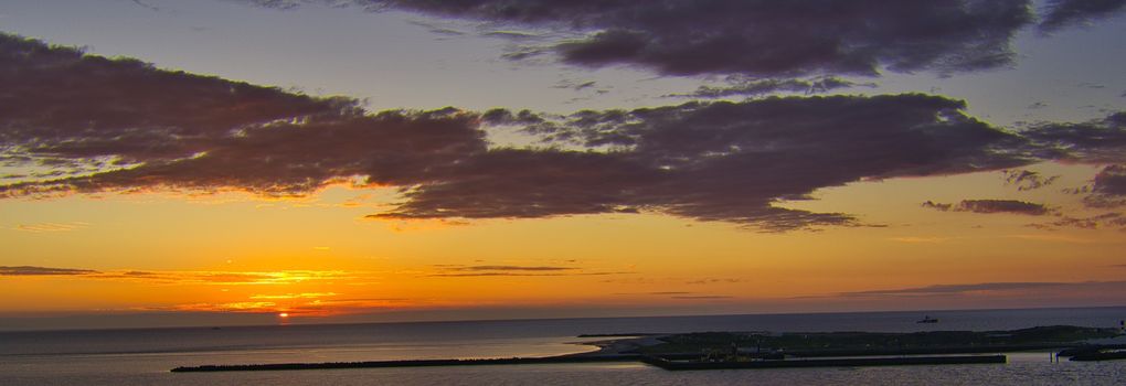 Heligoland - look on the island dune - sunrise over the sea