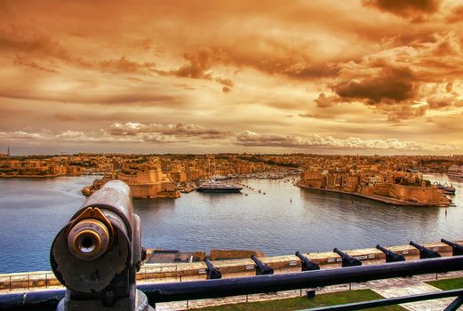 Three Cities, Vittoriosa, Senglea and Cospicua. Waterfront as seen from Valletta, Malta