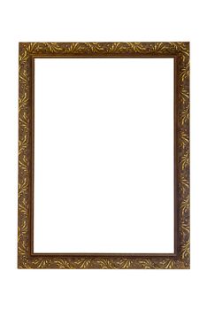 Rectangle gilded picture frame isolated on white background with clipping path