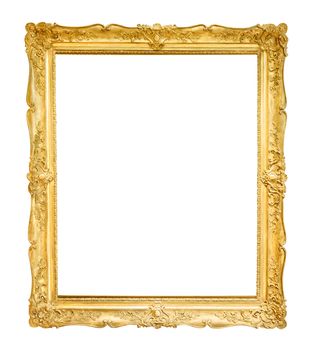 Gold decorative picture frame isolated on white background with clipping path