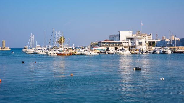 Panoramic view of port in Bari, the capital city of Apulia region in southern Italy