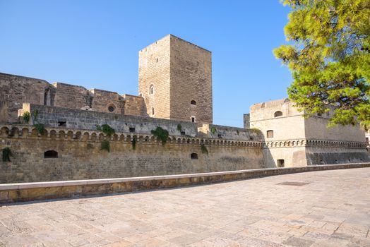 Western ramparts of the Norman Castle in Bari, Apulia, Italy