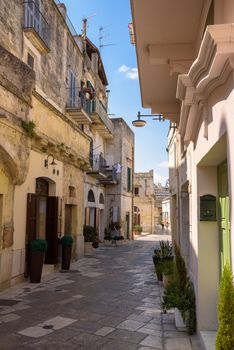Narrow street in the Sassi of Matera, Basilicata, Italy