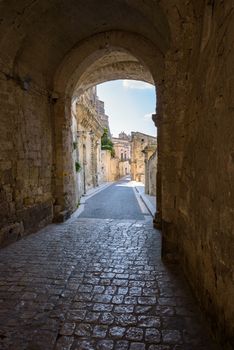 Via Duomo street leading to Piazza del Duomi in Matera, Basilicata, Italy