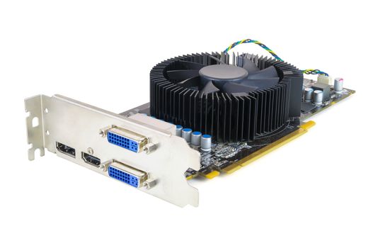 Computer graphic card isolated on white background with clipping path