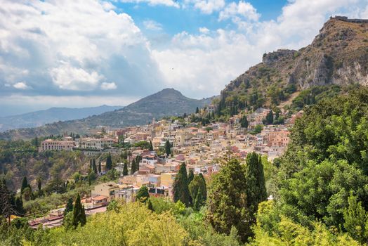 Beautiful view of picturesque town of Taormina, Sicily, Italy