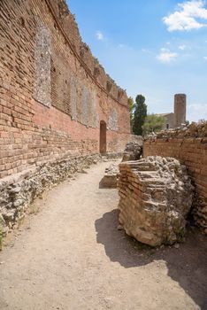 Ruins of the ancient Greek theater in Taormina, Sicily, Italy