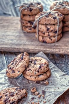 Homemade cookies on wooden table in the kitchen