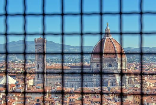 Rooftop view of Basilica di Santa Maria del Fiore in Florence,Italy.