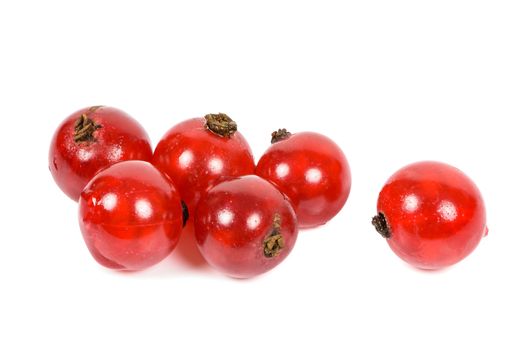 Closeup of red currants isolated on white background with clipping path