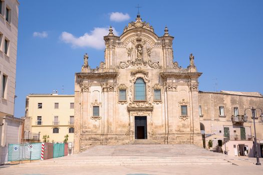Facade of the Church of Saint Francis of Assisi in Matera, Basilicata, Italy