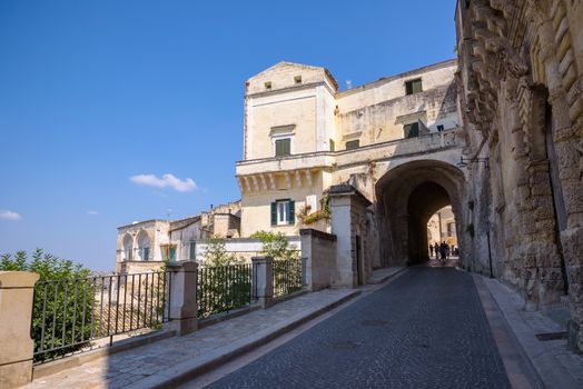 Via Duomo street leading to Piazza del Duomi in Matera, Basilicata, Italy