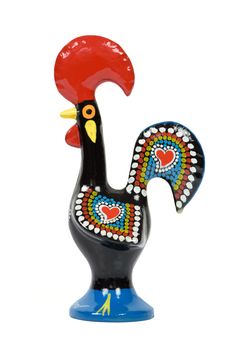 Rooster of Barcelos isolated on white background with clipping path