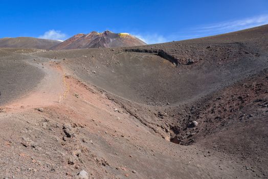 Crater of Etna created by eruption in 2002, Sicily, Itlay