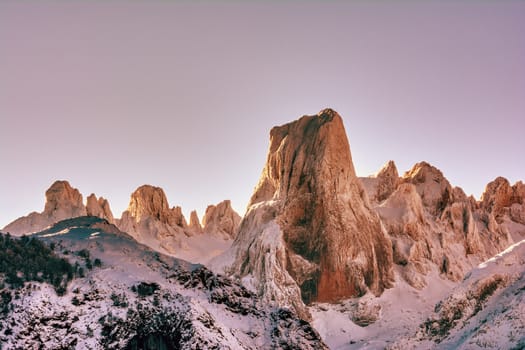 Naranjo de Bulnes at dawn in Picos de Europa National Park, Asturias, Spain