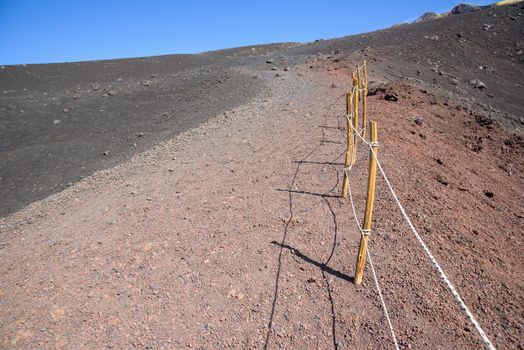 Path around the Mount Etna crater, Sicily, Italy