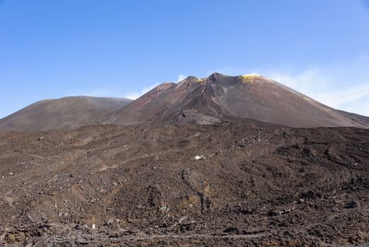 View of the Mount Etna main craters, Sicily, Italy