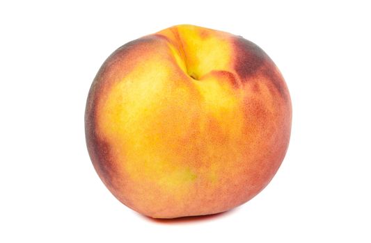 Ripe peach isolated on white background with clipping path