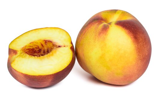 Ripe peaches isolated on white background with clipping path