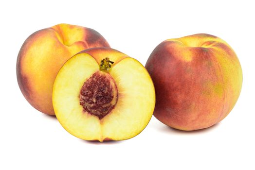 Ripe peaches isolated on white background with clipping path