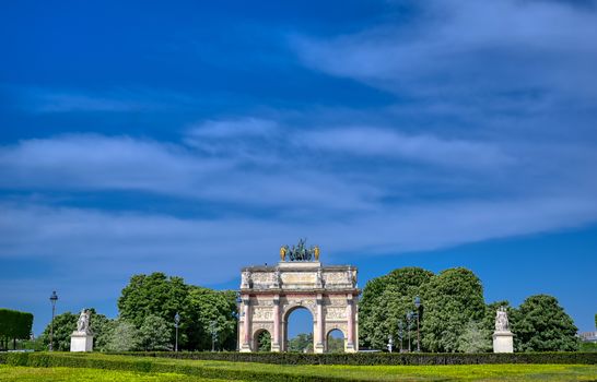 The Arc de Triomphe du Carrousel located in Paris, France