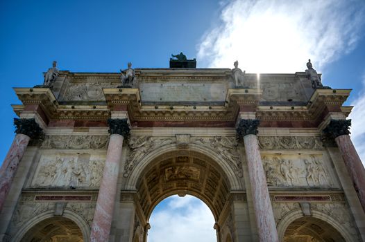 The Arc de Triomphe du Carrousel located in Paris, France