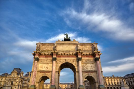 The Arc de Triomphe du Carrousel located in Paris, France