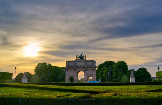 The Arc de Triomphe du Carrousel located in Paris, France.