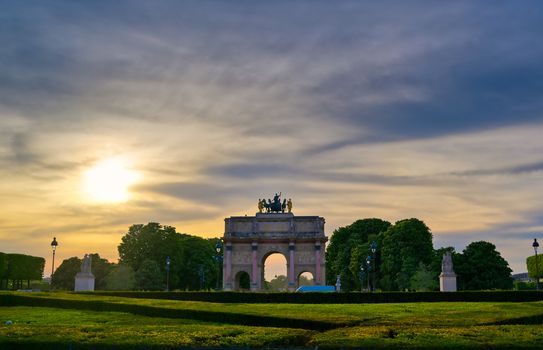 The Arc de Triomphe du Carrousel located in Paris, France.