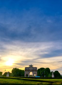 The Arc de Triomphe du Carrousel located in Paris, France.