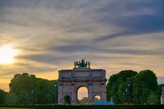 The Arc de Triomphe du Carrousel located in Paris, France.