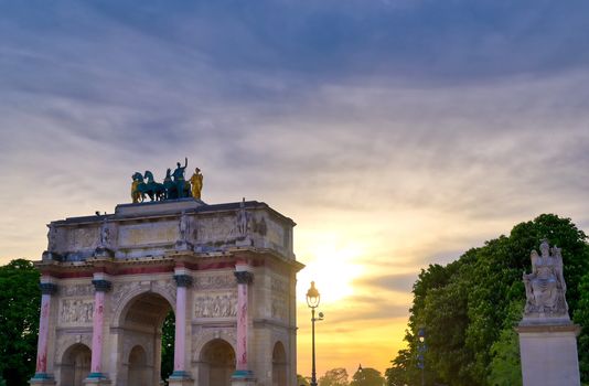 The Arc de Triomphe du Carrousel located in Paris, France.