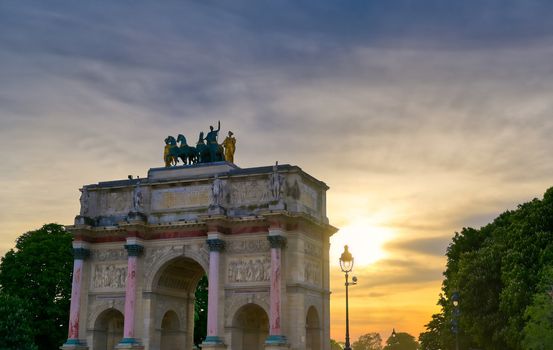 The Arc de Triomphe du Carrousel located in Paris, France.