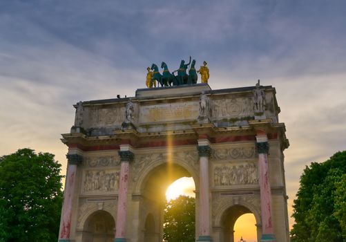 The Arc de Triomphe du Carrousel located in Paris, France.