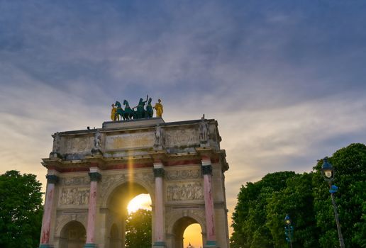 The Arc de Triomphe du Carrousel located in Paris, France.
