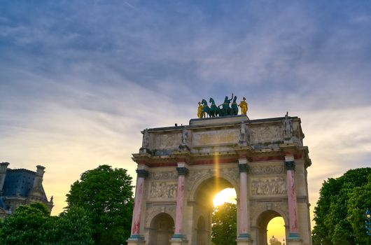 The Arc de Triomphe du Carrousel located in Paris, France.
