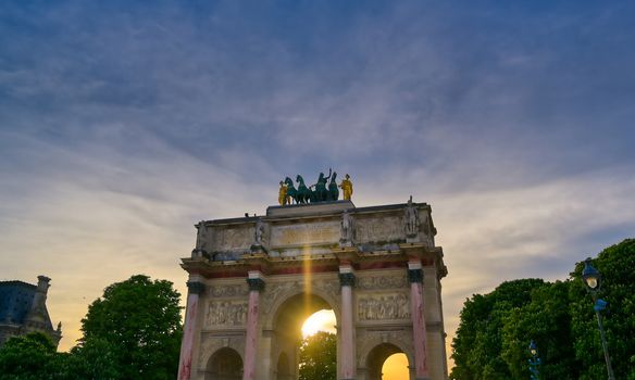 The Arc de Triomphe du Carrousel located in Paris, France.